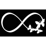 Infinity Symbol Butterflies Vinyl Decal Sticker|WHITE|Cars Trucks Vans SUV Laptops Wall Art|5.5