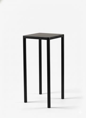 Generico Tavolo Alto da Bar 50x50 cm in Metallo nero quadrato – Moderno Tavolino Alto H110 cm, Design Minimal per Cucina, Pub, Ristorante e Terrazzo