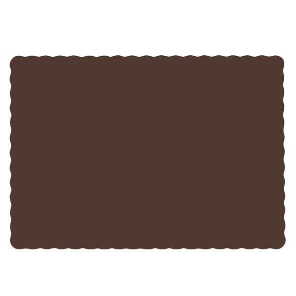 Paper Placemats for Dining Table - Disposable Scalloped Edges Brown Colored Table Mats Great for Parties and Christmas Table Decorations 10"x14" 100 ct