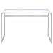 Coaster Home Furnishings – Hartford – Metal & Glass – 47-Inch Rectangular Glass Top Writing Desk with Contemporary Style and Plastic Glides – Home Office & Living Room – Chrome - 800746