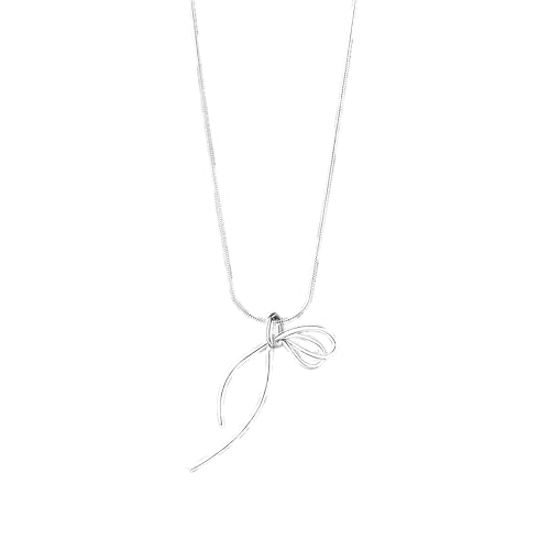 Collier pendentif nœud de ruban argenté, le bijou idéal pour le bureau