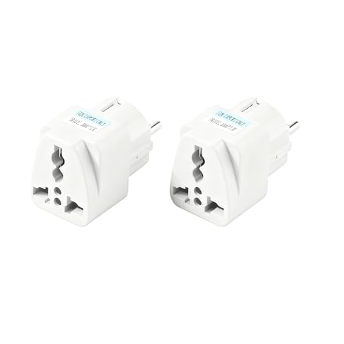 Powice 2 Stück Universal Adapter, 10A/250V 500W Reise Adapter Universal,Internationaler China Deutsâ€¦ – Miniatur