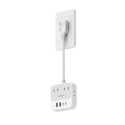 TESSAN 延長コード 20cm 超薄型 (8-in-1, 20W PD) usb コンセントタップ 電源タップ usb付き 隙間 AC差込口 4個口 Type-C 2ポート USB-A 2ポート薄型プラグ タコ足配線 たこあしコンセント 分岐 電源コード 出張 旅行 テーブル 卓上 ホワイト（Amazon）