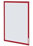 Franken Aushangrahmen PRO DIN A3, Selbstklebender Info-Rahmen, 2 Stück, Hoch und Querformat, Transparente Hartfolie mit magnetischem Verschluss, Rot, AR15012