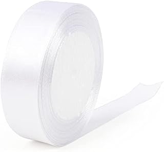 Ribbon, Syhonic Satin Ribbons for Crafts Christmas Ribbon Full Gifts Birthday Party Weddings Scrapbooking Decor Flower Arranging (White, 25mm)