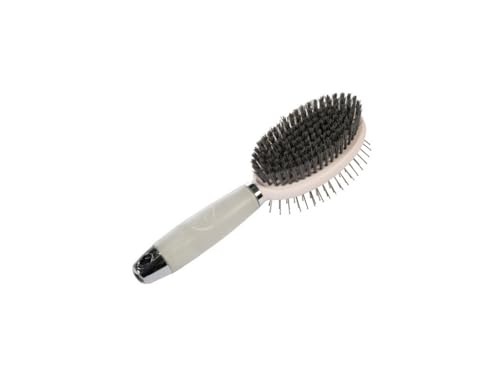 Brosse crinière et queue HKM double face rose et gris en taille unique