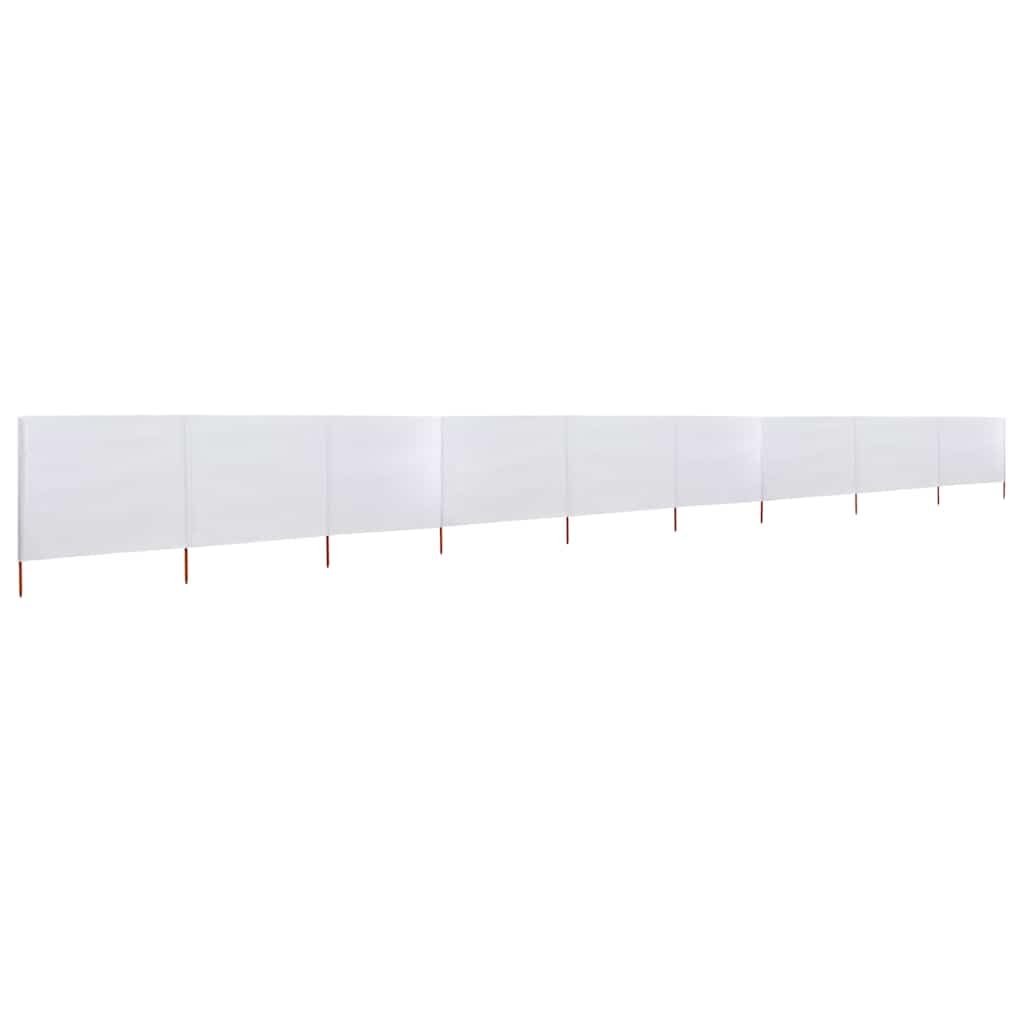 Paravento da spiaggia a 9 pannelli, tessuto bianco sabbia, 1200 x 80 cm, antivento, per campeggio, paravento per spiaggia e giardino
