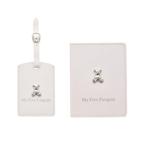 Ensemble porte-passeport et étiquette de bagage Bambino blanc de qualité supérieure