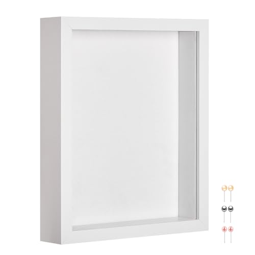 MUXIUNT 16x20 Shadow Box Picture Frame Display Case with Soft Linen Back-Thickened Panel,Large White Deep Shadow Box Frame 16x20 for Jersey Graduation Items Flower Photo Craft Memorial
