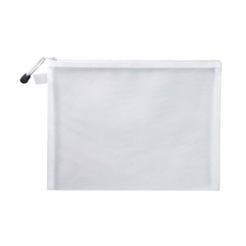 Mesh Zipper Document Bag With Rope Loop Multicolor A4/A5/A6(White,A5(23.5X17cm))