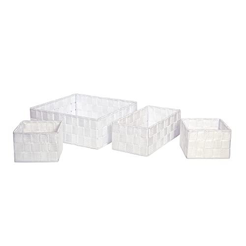 Fornord 31404 Set of 4 Baskets, Polyester, white, 28 x 28 x 10 cm