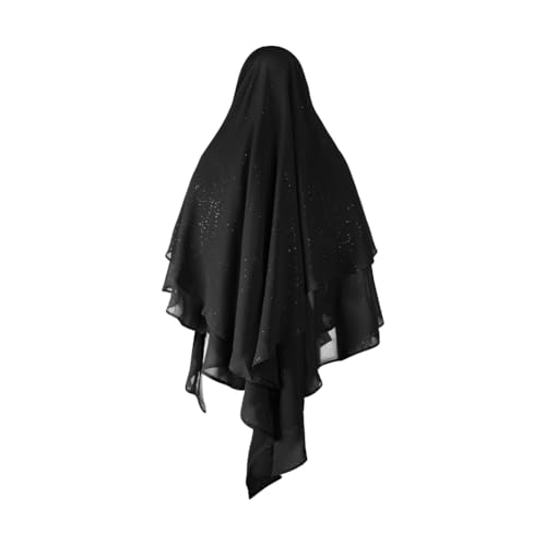 SIQITECHNO Womens Muslim Long Khimar Hijab Scarf Chiffon Sparkling Islamic Arabian Khimar Niqab Ramadan Eid Prayer Scarf Wrap4
