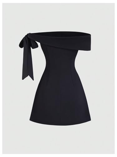 Image of GORGLITTER Women's Bow Mini Dress Summer Off Shoulder Tea Party Birthday Cocktail Cute Going Out Graduation Sun Dresses