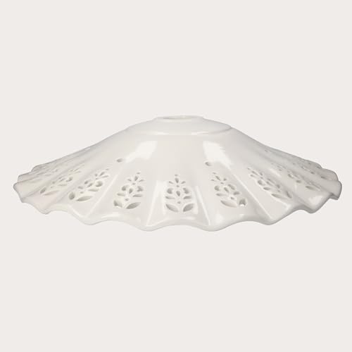 Keyhomestore-Ricambio paralume piatto in ceramica traforata per lampadario a sospensione classico rustico country - 43 cm 100% Made in Italy nostra produzione