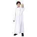 Amaping Boy's Muslim Arab Islamic Kaftan Robe Long Sleeve Thobe Islamic Arabic Abaya Ethnic Dress with (White, 5-6 Years)