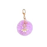 Kinglighten Pom Pom Keychain Artificial Fur Ball Keychain Fluffy Accessories Car Bag Charm (Angel Ballet Light Purple)
