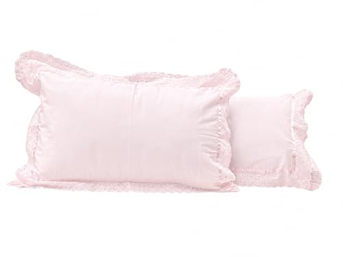 Image of VHC 100% Cotton Lace Pillow Cover /Case Set (Pack of 2)-Peach (Light Pink)