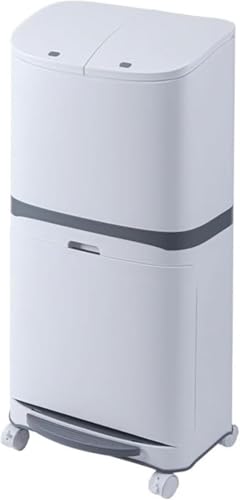 WNRJ小キッチン用細長縦型ゴミ箱 2段階分類対応 ファッションミニマルデザイン 前開き・足踏み式ダブル操作 積み重ね可能省スペース 蓋付き防臭大容量 キャビネット下収納対応 キッチン・ダイニング・バスルーム多用途使用 持ち運び容易な細長ゴミ分別容器