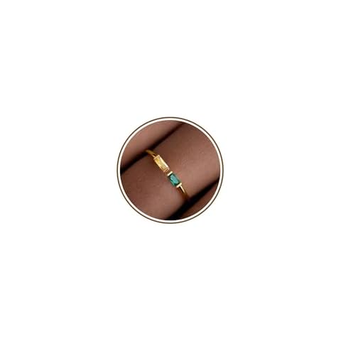 JSJOY Emerald Blue Topaz Birthstone Ring Cover
