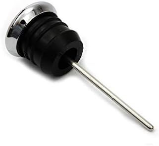 Miniatura 4 de Varilla de medición de tanque de aceite cromado estilo corto con medidor de temperatura de aceite, cara de calibre negro, compatible con Harley
