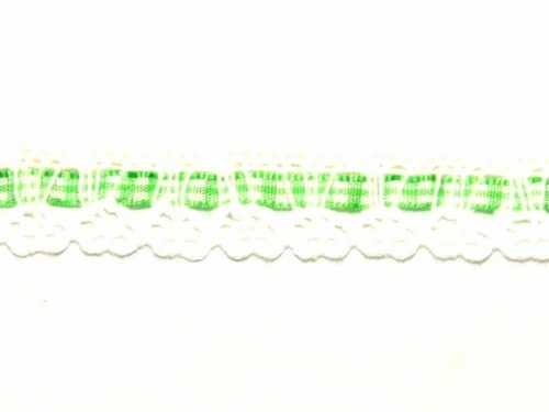 15 mm Essential garnitures en dentelle de coton avec ruban vichy galon Fresh Vert – au mètre