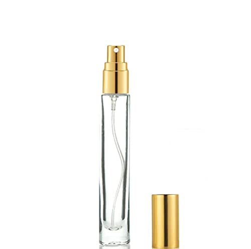 Thick Glass 5pcs 10ml 1/3oz Gold Spray Bottle Refill Perfume Hydrating Fragrance Fine Mist Atomizer Cosmetic Container Round Tube Party Makeup Tool Travel Gift Sample2