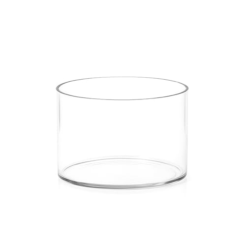 Image of KALAKRITI Cylindrical Shape Glass Flower Vase 6 Inch | Transparent Vase for Flowers, Indoor Plants & Table Centerpiece | Decorative Modern Glass Vase for Living Room, Office & Dining Table - Pack of 1
