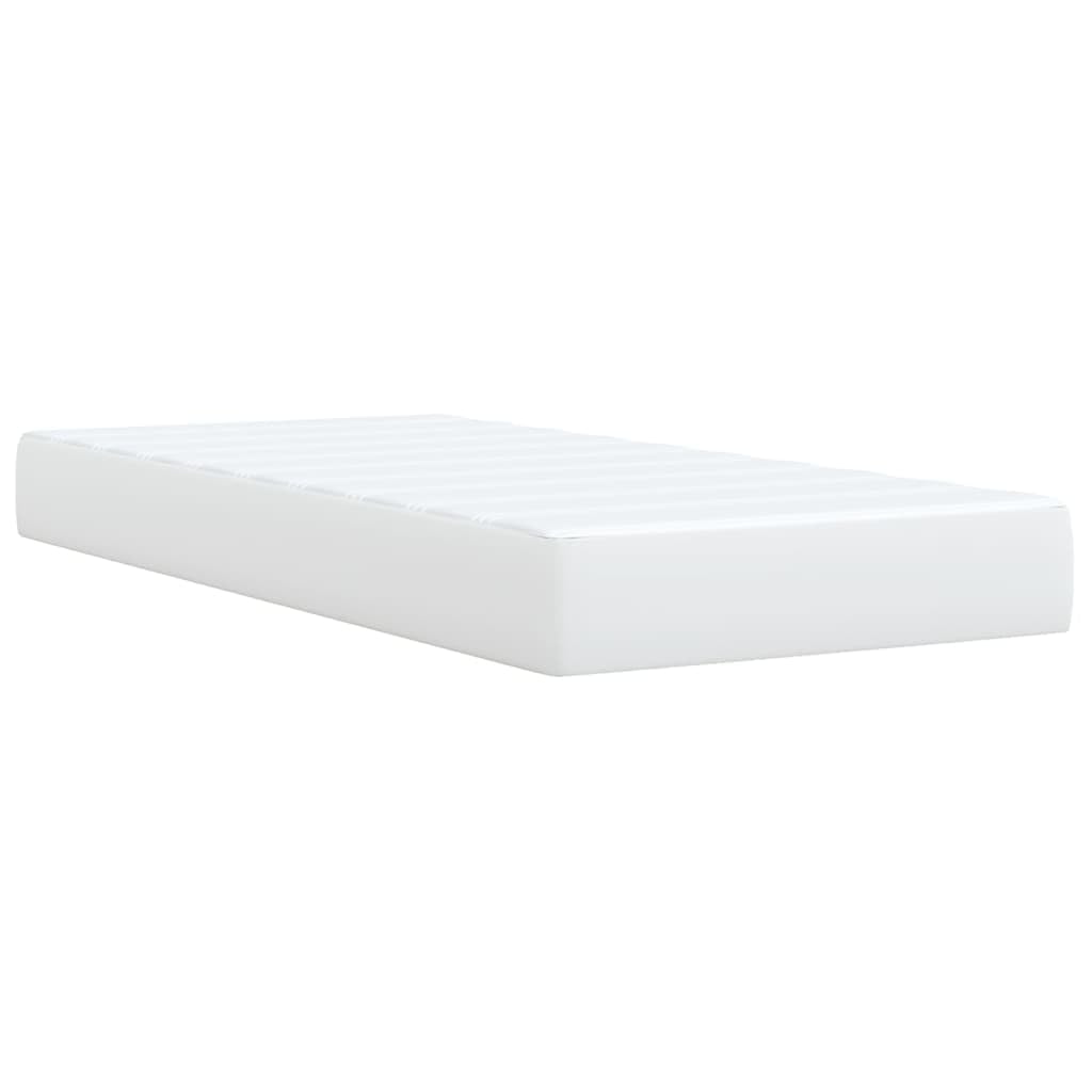 White Faux Leather Box Spring Bed with Pocket Spring Mattress & Topper, regulowana słuchawka, 100 x 200 cm, trwała i łatwa do czyszczenia rama dla optymalnego wsparcia snu