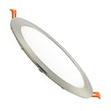 LEDKIA LIGHTING Dalle LED 15W Ronde Extra Plate Coupe Ø 170 mm Argentée 3000K Blanc chaud