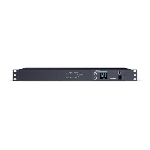 CyberPower PDU24002 Metered ATS PDU, 100-120V, 20A (Derated to 16A), 10 Outlets, 1U Rackmount