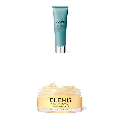 Elemis Pro-Collagen Hydrating Cleansing Mousse 125ml, Espuma Limpiadora Facial, Crema Limpiadora para Doble Limpieza + Elemis Pro-Collagen Cleansing Balm, 100 g, Bálsamo limpiador, 100g
