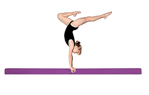 Athletic Bar Kids Balance Beam, Floor Gymnastics Beam for Home Gym, Competition Training Beam Bar, Portable Gymnastics Equipment for Gymnast, Cheerleaders, Junior Training Folding Balance Beams Purple