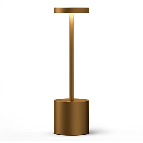 Lámpara de mesa LED inalámbrica, regulable USB recargable, lámpara de mesa, de aluminio, portátil, portátil, portátil, portátil, para comedor/dormitorio/sala de estar, exterior (titanio) Cover