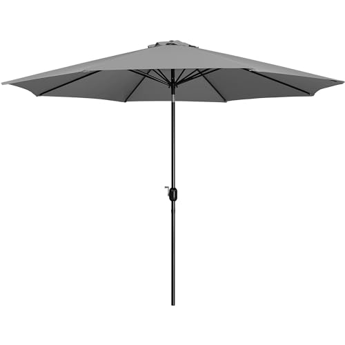 Yaheetech Garden Parasol Umbrella 3.2m Patio Table Umbrella Outdoor Sun Shade for Garden with Crank Handle & 8 Metal Ribs for Backyard/Deck Grey