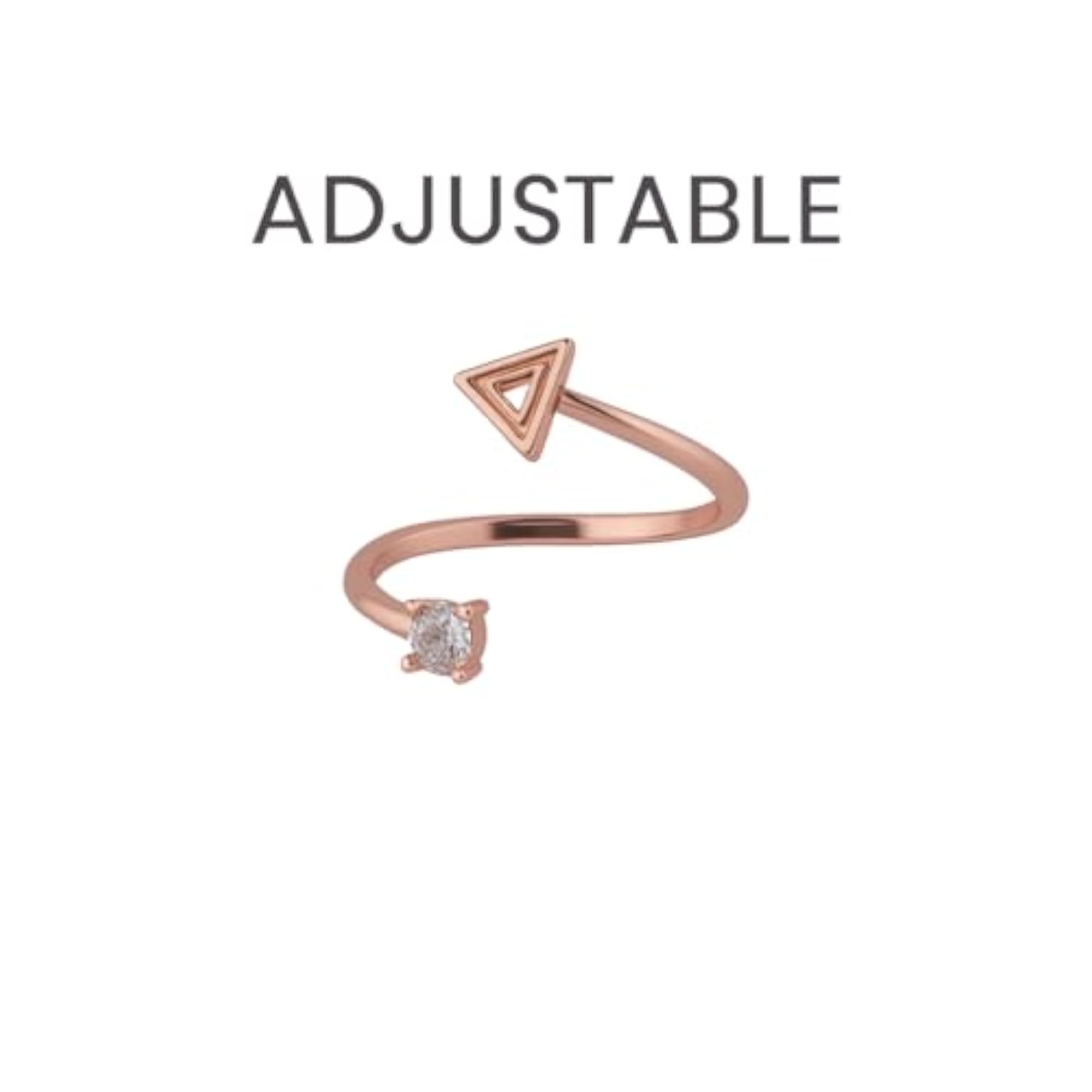 Women's Trendy Rose Gold Triangle Design Adjustable Ring