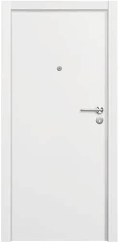 Puerta de entrada blindada lisa blanca, apertura a la derecha,
