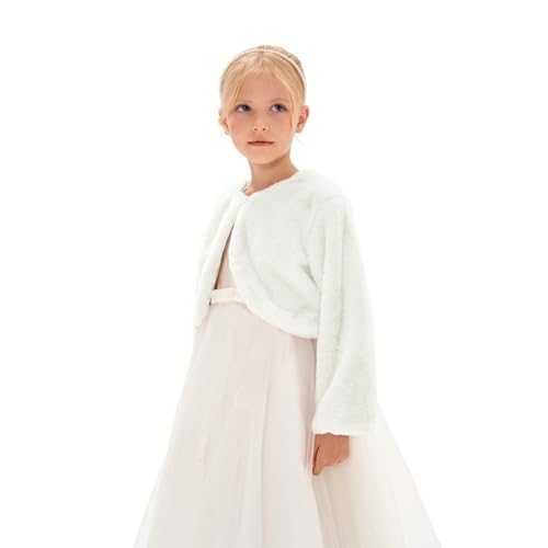 Toddler Kids Faux Fur Cardigan Bolero Long Sleeve Top Cute Shrug Jacket Outwear Princess Cape ，Dress Coat for Girls3