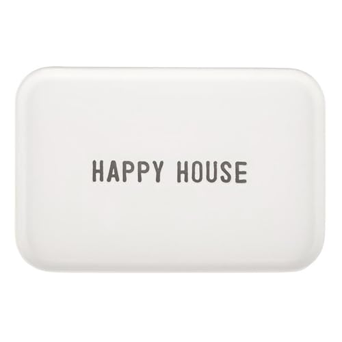 Santa Barbara Design Studio White Ceramic Serving Tray Platter, 12" x 8", Happy House