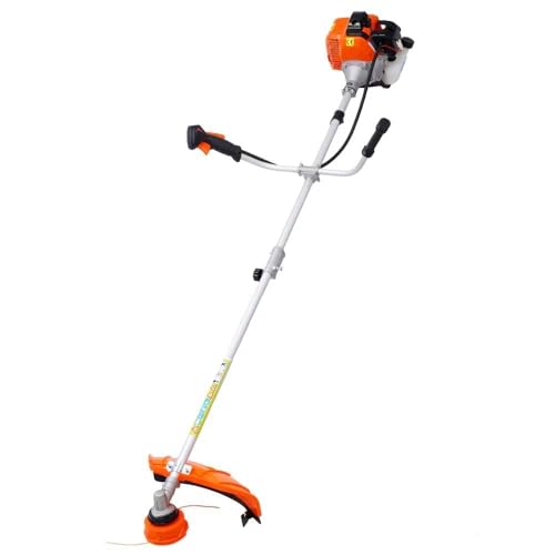 Image of BKR Brush Cutter 52cc 2 Stroke 2.4 HP Petrol Engine Heavy Duty Grass Trimmer with 80T Blade Chain Head and Trimmer Attachments for Farm Garden Lawn
