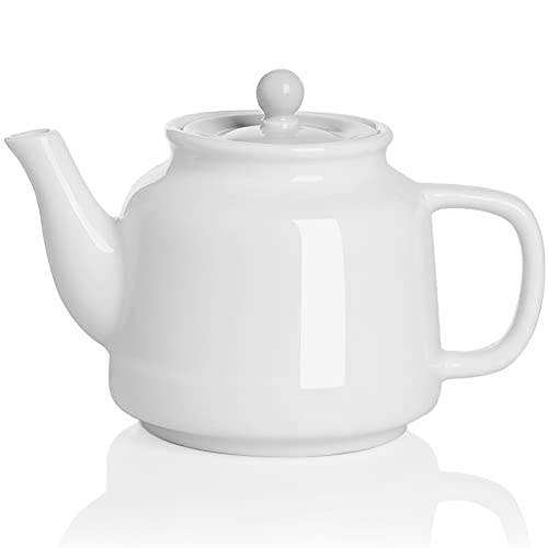 Sweejar 35 Oz Porcelain Tea Pot, Teapot With Removable 18/8 Stainless Steel Infuser cover