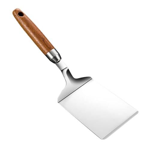 POPETPOP Espátula de Acero Inoxidable con Mango para Cocina Teppanyaki Pizza Filetes y Barbacoa Herramienta Versátil para Chef Profesional y Uso Doméstico