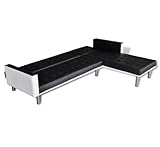 Seccional en forma de L sofá de esquina conjuntos para sala de estar polipiel sofá cama decoración del hogar marco de madera