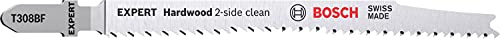 Bosch Professional 3x Lames de scie sauteuse Expert 'Hardwood 2-Side Clean' T 308 BF (pour Panneaux plastifiés, Panneau multiplex, Longueur 117 mm, Accessoire Scie sauteuse)