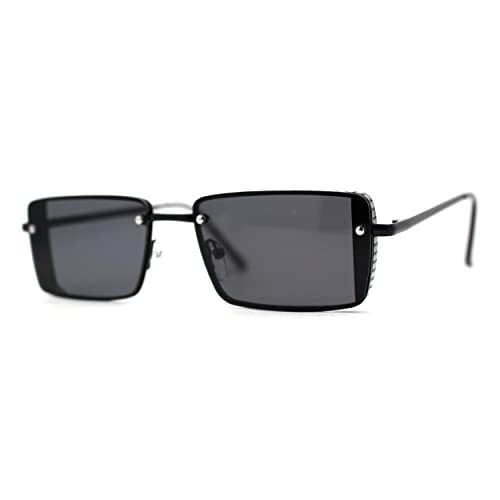 SA106 Mens Rimless Luxury Square Rectangle Ornate Metal Rim Sunglasses