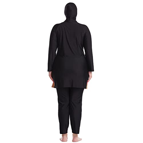 FYMNSI Women Modest Muslim Swimsuits Plus Size Full Body Islamic Burkini Hijab 3 Piece Long Sleeve Rash Guard Skirt Swimwear