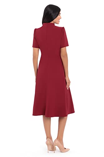 Image of Maggy London Women's Crepe Fabric Flight Attendant Bow Neck Tie Short Sleeve A-line