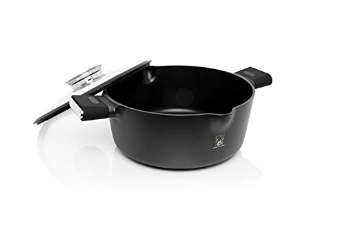 Pentola a induzione in pietra professionale estremamente antiaderente tecnologia tedesca fondo in acciaio risparmio in bolletta del 50% casseruola cuoci pasta, perfetta per gas piano induzione (28 CM)