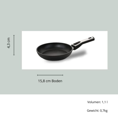 Foto von Genius Cerafit Plasma Bratpfanne 20cm - ofenfeste Keramikpfanne mit kratzfester Antihaft-Beschichtung | hochwertige Induktions-Pfanne mit abnehmbarem Griff für alle Herdarten