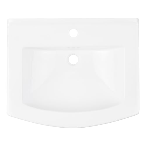 Signature Hardware 953883-1 Pennfield 24\" Specialty Vitreous China Pedestal Bathroom Sink with Overflow and Single Faucet Hole - White