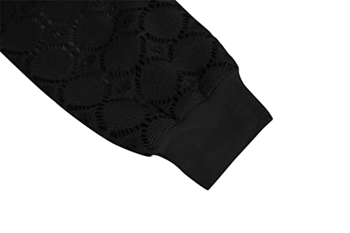 Image of Apbondy Girls Long Sleeve Shirts Lace Crewneck Blouses 5-14 Years | Casual,Lace sleeve, Loose Blouse Tops,Fashion Tops,Solid Color, Ribbed